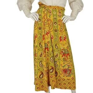Vintage India Elephant Dancer Hippie Woodstock Gypsy Boho Festival Wrap Skirt